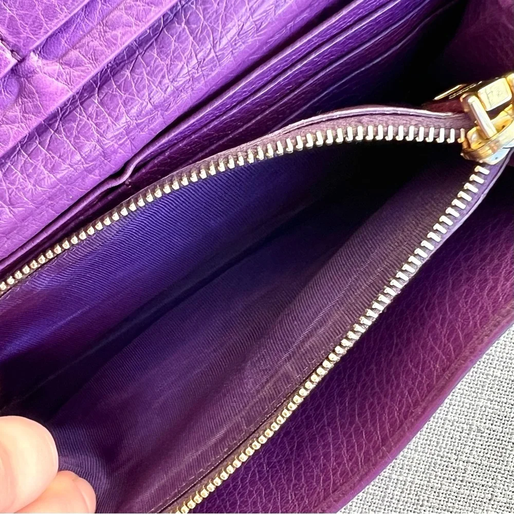 Prada Long Purple Wallet Grain Leather Purple